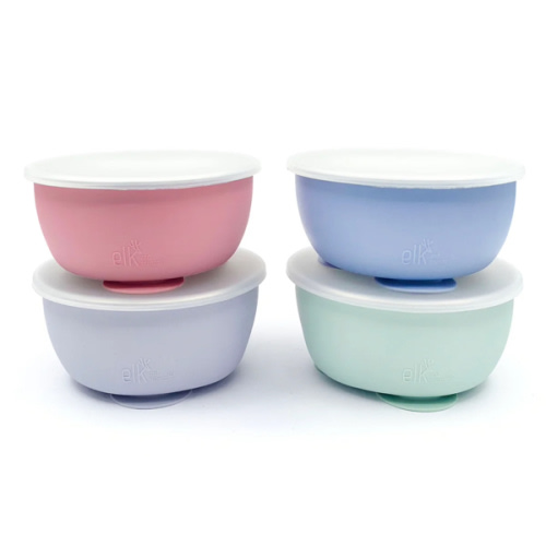 Stainless Steel Bowl with Silicone Suction Sleeve + Lids