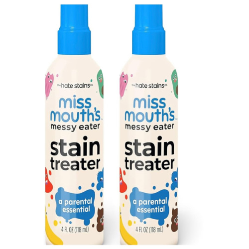 Miss Mouth's Messy Eater Stain Treater Spray - 4oz 2 Pack Stain Remover - Newborn & Baby Essentials - No Dry Cleaning Food, Grease, Coffee Off Laundry, Underwear, Fabric