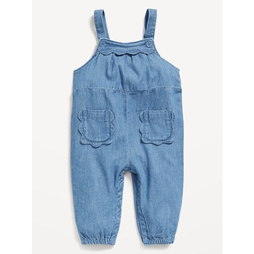 Scallop-Trim Overalls for Baby
