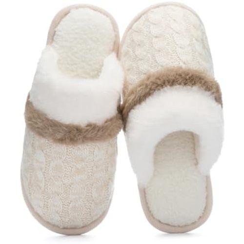 Cozy Slippers for Women Indoor and Outdoor Fuzzy House Shoes with Memory Foam Anti-Skid Sole Gifts for Women Mom Ladies