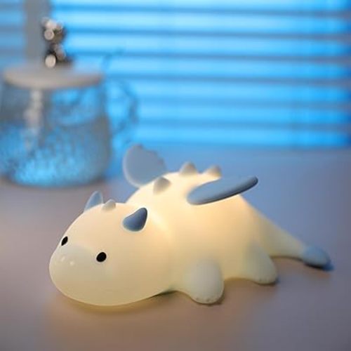 Milk Dragon Night Light for Kids, Cute Dinosaur Lamp Gifts for Boys and Girls, Dimmable Silicone Animal Magnetic Bedside Lamp, Rechargeable Squishy Night Light for Toddler Baby Nursery Decor