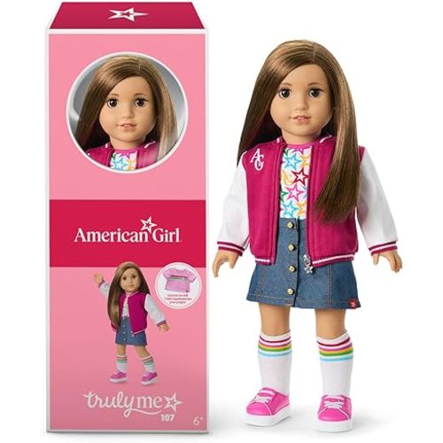 American Girl, Truly Me 18-inch Doll #107 with Brown Eyes, Straight Brown Hair, Light-to-Medium Skin, for Ages 6+