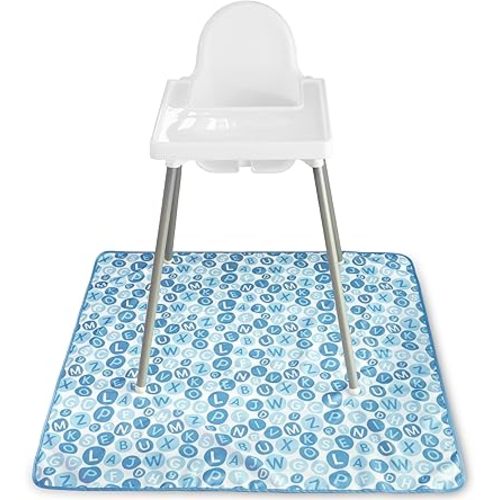 S&T INC. Baby Splat Mat for Under High Chair, Water Resistant Floor Mat, 42 Inches by 42 Inches, Blue Alphabet