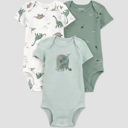 Carter's Just One You® Baby Boys' 3pk Dino Bodysuits - Green Newborn