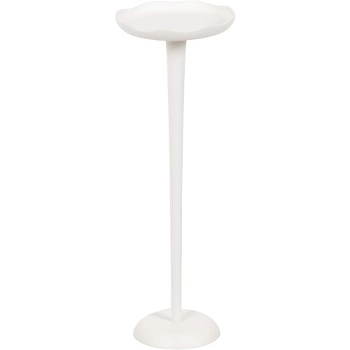 Kate and Laurel Alessia Modern Decorative Metal Drink Table, 8 x 8 x 22, White, Transitional Round Cast Aluminum Pedestal Plant Stand with Rough Texture and Wavy Scalloped Edge