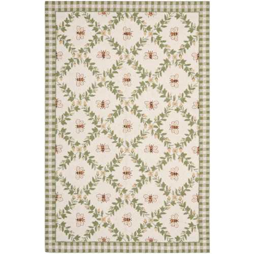 Safavieh Chelsea Stratford 5 x 8 (ft) Tufted Wool Ivory/Green Rectangular Indoor Floral/Botanical Farmhouse/Cottage Area rug