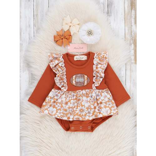 Bronze Floral Embroidered Football Ruffle Bubble
