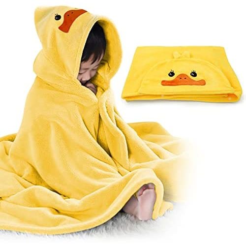 Baby Bath Towel Ultra Soft Hooded Towel Highly Absorbent Bathrobe Blanket Toddlers Shower Gifts for Boys Girls- 27.5" x 55" (Yellow)