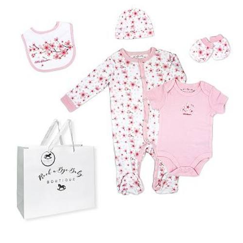 Baby Girls Cherry Blossoms Layette, 5 Piece Set