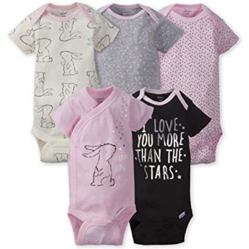 Gerber Baby Girls' 5-Pack Short Sleeve Variety Onesies Bodysuits