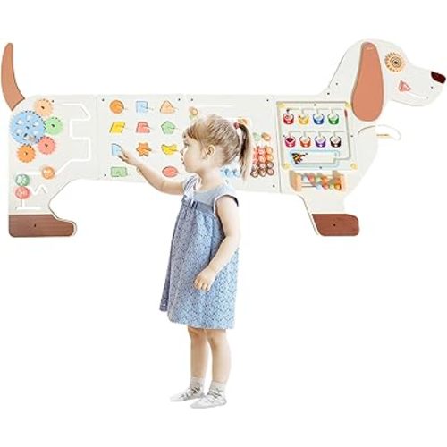 Sensory Board Toys for Kids: Montessori Interactive Educational Panels for Motor Skills - Activity Wall Furniture for Classrooms Daycares Playrooms - Dog Wall Toys for Autism