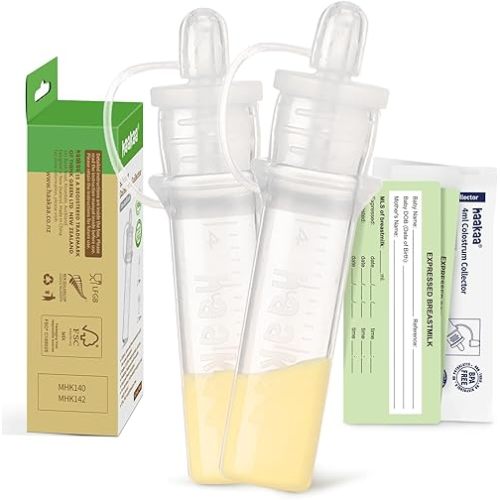 haakaa Colostrum Collector kit Colostrum Syringes for Breastmilk to Collect, Feed & Store, Ready-to-Use (0.1oz/4ml, 2 PK)