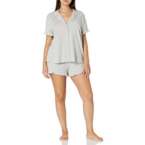 Amazon Essentials Women's Cotton Modal Piped Notch Collar Pajama Set