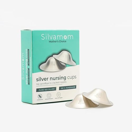 Silvamom® The Original Silver Nursing Cups | Nipple Shields for Nursing Newborn Breastfeeding | 925 Silver | Nickel Free | Newborn Essentials Must Haves | Soothies and Protect (Regular Size)