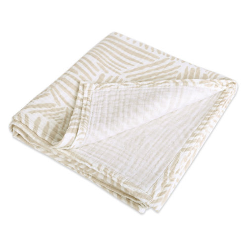 Oat Stripe Swaddle In Muslin Cotton