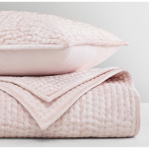 Channel-Stitched Luster Velvet Toddler Quilt | RH Baby & Child