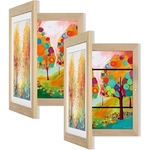 Orionstar Kids Art Frames, Artwork Picture Frames Changeable with Stand, Front Opening Picture Display Frames Holds 100 Paper Pcs, Artwork Display Storage Frames for Children, Desk, Home and Office,