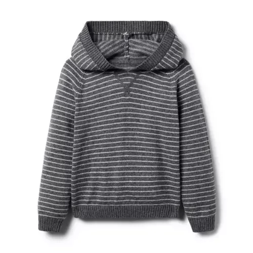 Boy Charcoal Heather Stripe The Striped Hooded Sweater by Janie and Jack