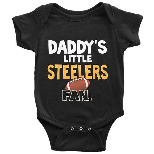 Baby Boy Girl Bodysuit Daddy's Little Steelers Fan Black Short Sleeve Newborn Organic Bodysuit
