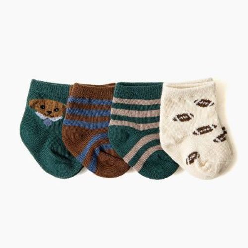 Picolette by Olivia Culpo Baby Boys' Oliver Dog ankle Socks - Green/brown/white 0-3M