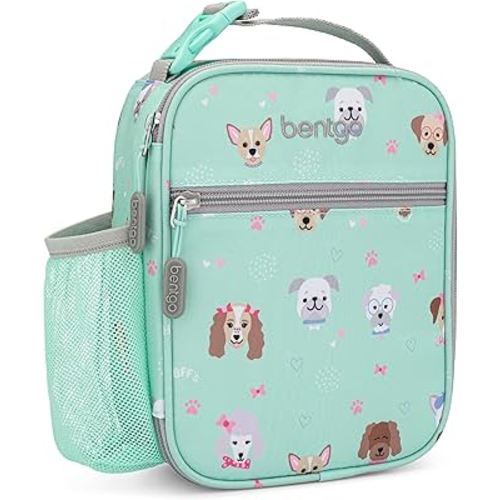 Bentgo® Kids Insulated Lunch Tote - Water-Resistant, Reusable, Lightweight & Durable Lunch Bag with Water Bottle Holder & Mesh Pocket, Fits Lunch Box & Water Bottle - Ideal for Ages 3+ (Puppy)