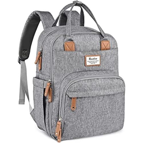 RUVALINO Diaper Bag Backpack - Multifunction Travel Back Pack Maternity Baby Changing Bags, Diaper Changing Totes, Large Capacity, Waterproof and Stylish, Baby Travel Essential, Gray