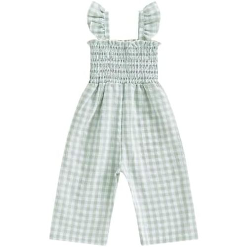 Infant Kids Summer Clothes Toddler Baby Girl Romper Jumpsuit Overall Pants Plaid Sleeveless Ruffle Halter One Piece Outfit