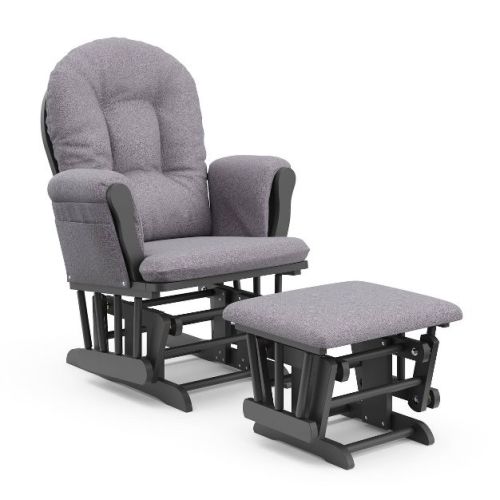 Storkcraft Hoop Glider Nursery Rocking Chair And Ottoman - White Frame/gray Fabric