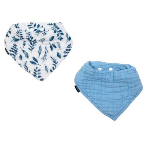 Bebe au Lait 2pk Muslin Bandana Bib Set - Pink Leaves/Cotton Candy