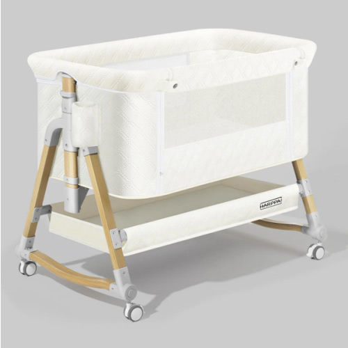 HARPPA Cuddly 3-in-1 Baby Bassinet Bedside Sleeper for Reflux | Attaches to Bed, Adjustable 5 Heights, Non-Toxic & CPSC Certified | Sturdy Aluminum Frame, Portable Wheels, Tool-Free Setup, Gentle Rocking | Perfect for Newborns, Infants, Small Spaces & Saf