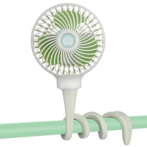 Anpro Stroller Fan for Baby - Portable Baby Fan Clip on Stroller/Crib with Flexible Stand, Car Seat Fan 3000 mAh Rechargeable Battery Operated USB Personal Desk Fan, White