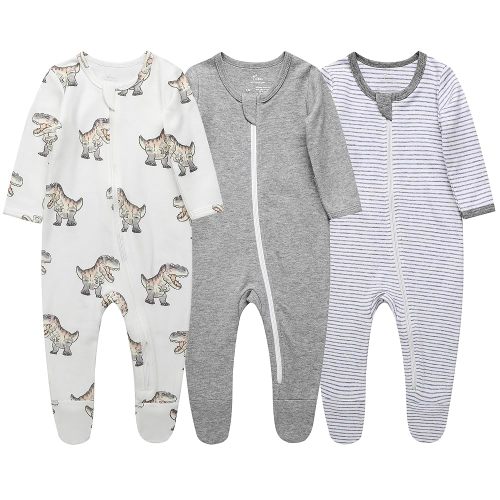 O2 BABY Baby Boys Girls Organic Cotton Zip-Front Sleeper Pajamas, Footed Sleep 'n Play