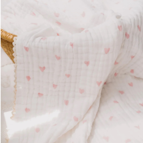 Gauze Lace Blanket | Pink Hearts – Little and Fern