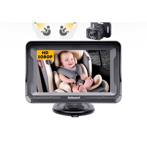 DoHonest Baby Car Camera HD 1080P - Rear-Facing Car Baby Monitor with Night Vision, Adjustable View Angle, Easy Setup, Anti-Glare Display, Safety for Kids & Infants