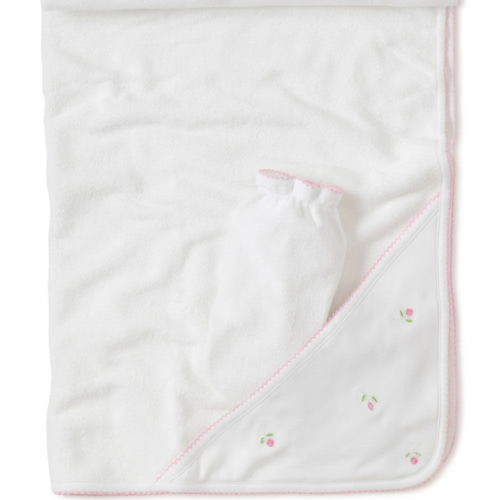 Garden Roses Hooded Towel with Mitt