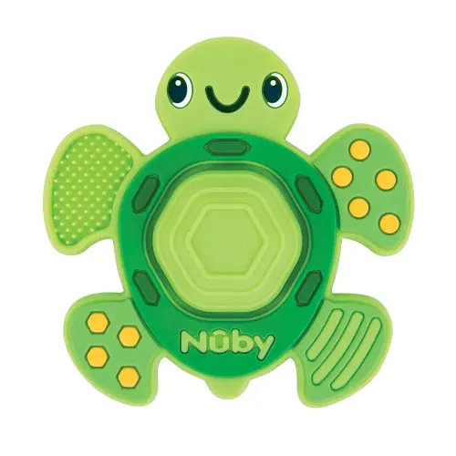 Nuby Teethe N' Pop Sensory Play Teether - Baby Teething Toy - 3+ Months - Turtle