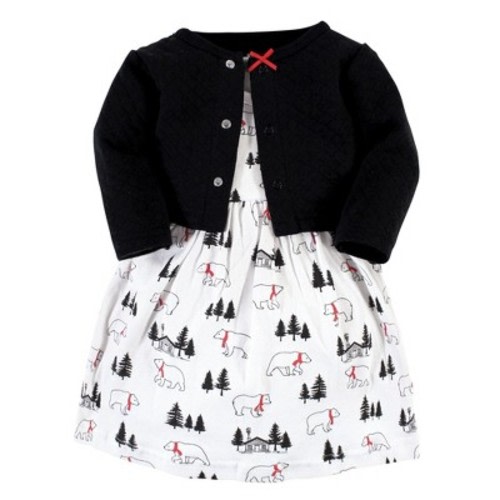 Hudson Baby Toddler and Baby Girl Quilted Cardigan and Dress, Winter Bear, 3-6 Months