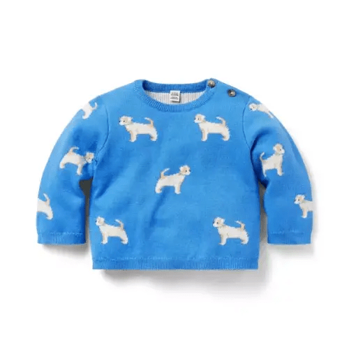 Newborn Bright Blue Dog Baby Dog Sweater by Janie and Jack