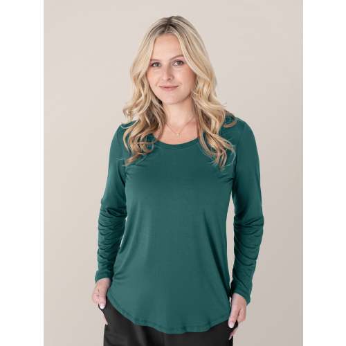 Bamboo Maternity & Nursing Long Sleeve T-shirt | Evergreen