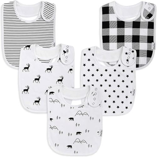 KiddyStar Drool Bibs for Babies – Organic, Unisex, Soft Absorbent Teething Bibs with Adjustable Snaps