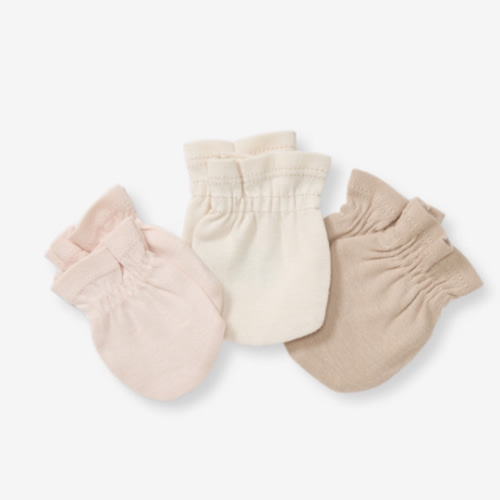 Burt's Bees Baby Baby Girls' Mittens, No-Scratch Mitts, 100% Organic Cotton, Set of 3