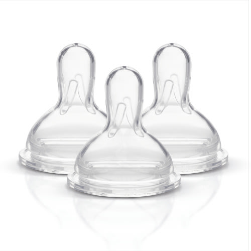 Medela Silicone Baby Bottle Nipples, Medium-Flow, Wide Base, 3-Pack