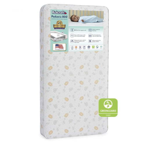 Kolcraft Pediatric 800 Extra Firm Baby Crib & Toddler Mattress, 80 Coil, Waterproof, Ecru