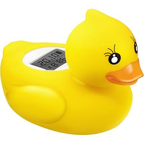 Baby Bath Tub Water Thermometer - (Upgraded Version) Digital Water Temperature Thermometer & Room Thermometer, Duck Floating Toy for Infant Toddler Bathtub Pool with Temperature Warning