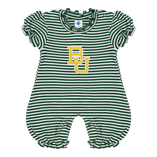 Baylor Bears Stripe Puff Sleeve Romper | College Baby