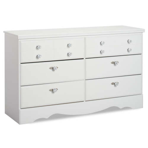 Diamond Dreams 6-Drawer Dresser for Kids, 49.45"W - White