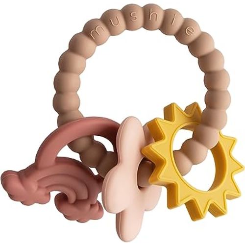 mushie Silicone Nature Teething Ring Toy