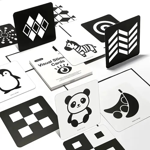 beiens High Contrast Baby Flashcards, Newborn Brain Development Toys, Visual Stimulation Learning Activity Cards, Black and White Baby Toy, 20 PCs 40 Pages 5.5'' x 5.5'' Educational Infant Shower Gift