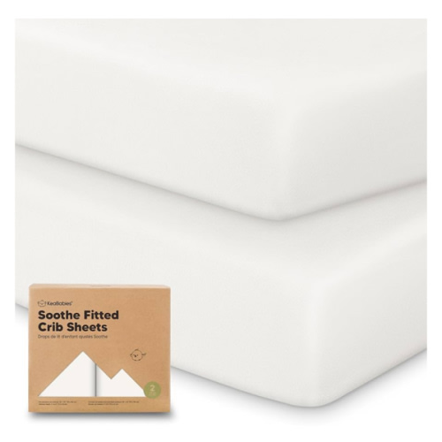 KeaBabies 2-Pack Organic Crib Sheets for Boys, Girls - 52x28 Fitted Crib Mattress Sheet Neutral, Breathable Jersey Cotton Cover for Baby Bed, Toddler Mattress, Soft & Cute Prints (Soft White)
