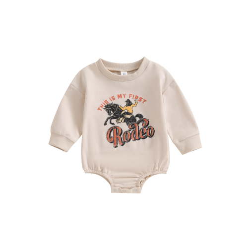 CocMouse Baby Boy Western Rompers Long Sleeve Round Neck Cowboy Print Bodysuit Newborn Fall Clothes